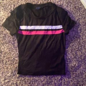 black tee with stripes